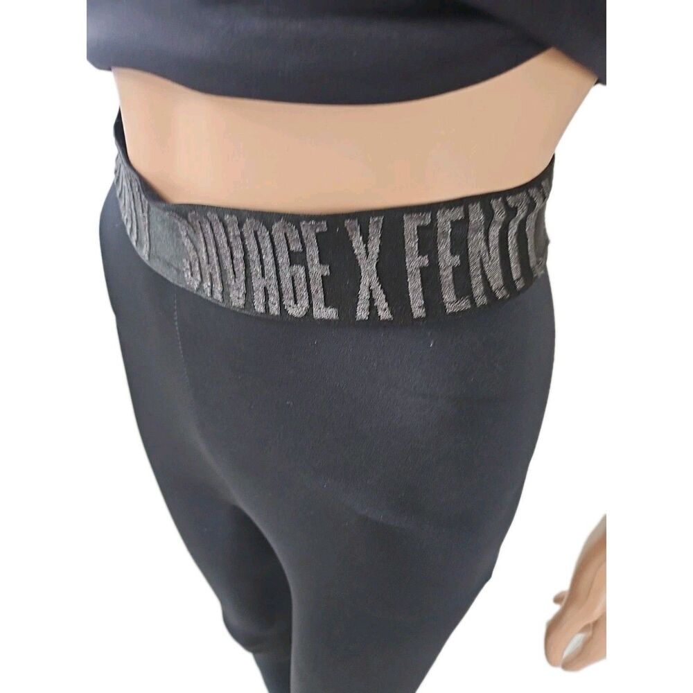 Savage x Fenty Black High-Waist Logo Band Leggings Size S - Picture 8 of 11